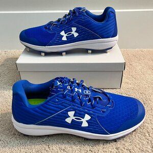 Men’s Under Armour baseball cleats in blue and white Size US 13 Brand New